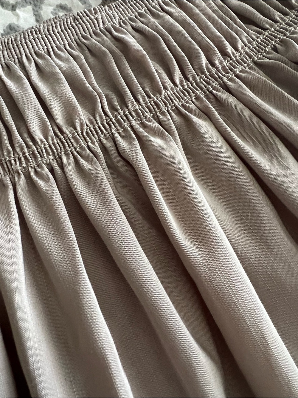Smocked King Sized Long Drape Bed Skirt - Taupe
